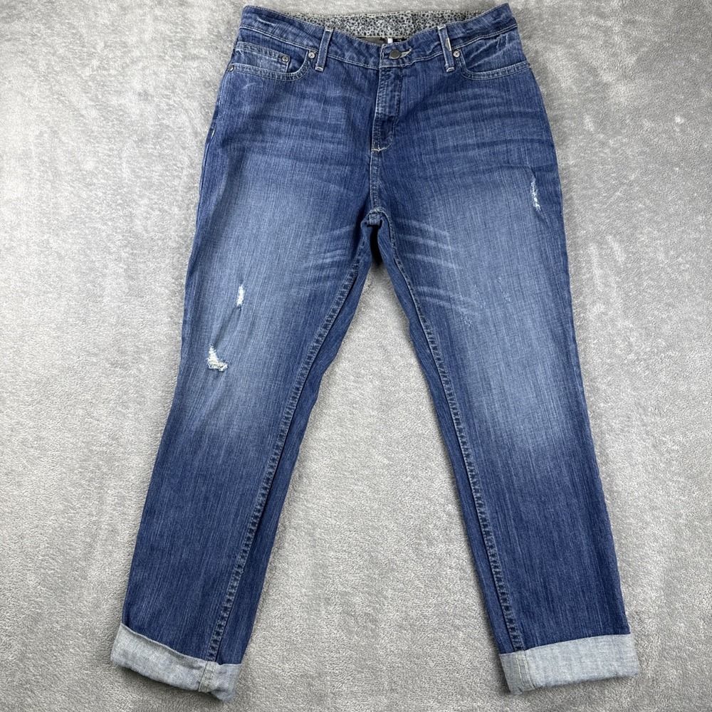 Harley Davidson Capri Jeans Womens 30 Blue Denim Cuffed Low Rise Subtle Distress